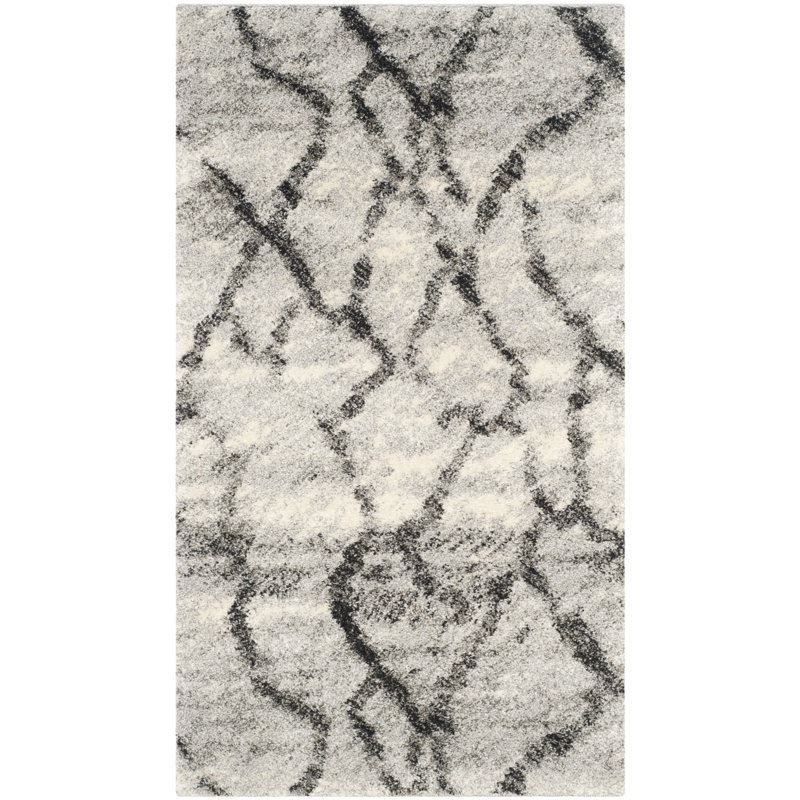 Retro 2144 Performance Abstract Rug, Rectangle 2'6" x 4', Gray