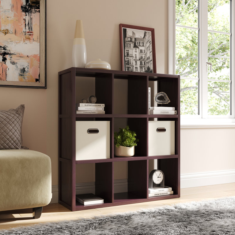 John Louis Home Solid Wood Cube Organizer, Espresso, (9 Shelves) 40.25"H x 37.75"W x 11.75D