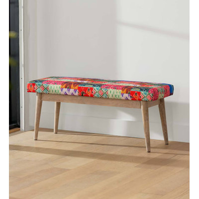 Cotton Blend Upholstered Bench