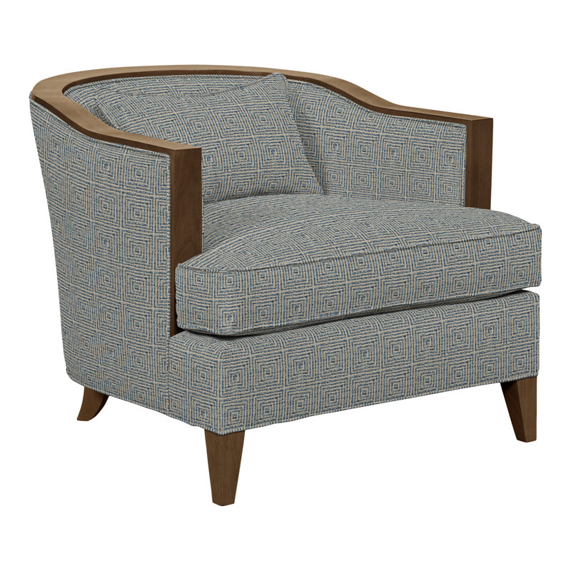 Thom Filicia Home Upholstered Barrel Chair, Bennett Carolina Polyester, Havana