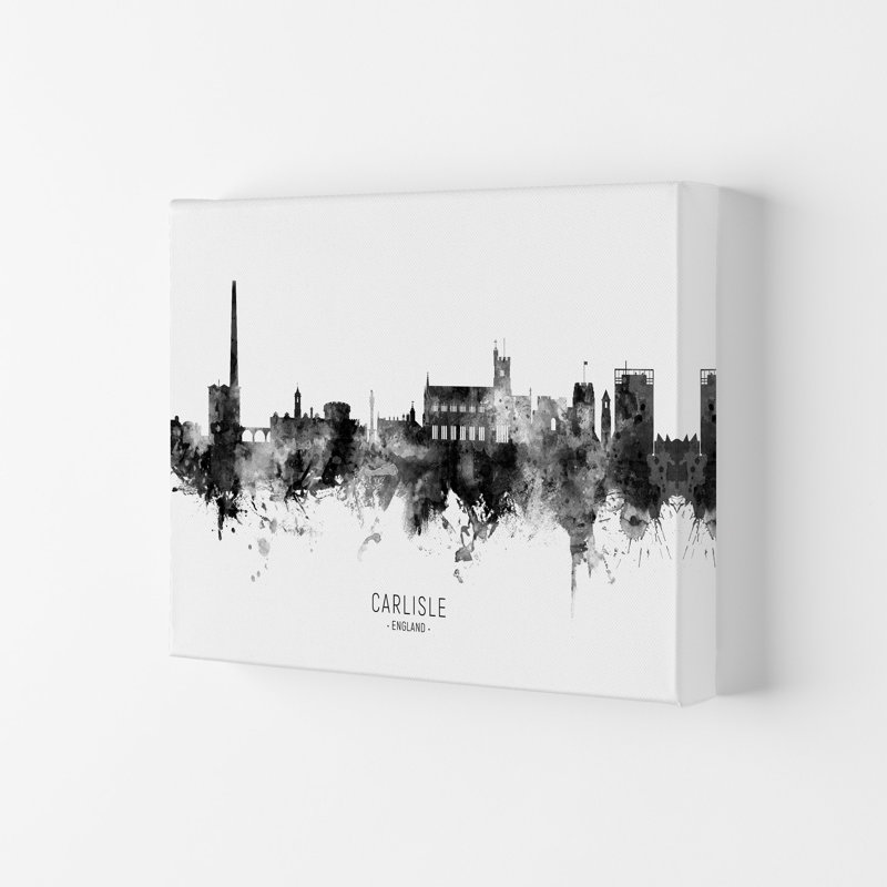 Carlisle England Skyline Black White City Name by Michael Tompsett - 1 Piece Wall Art, 21cm H x 29.7cm W x 4cm D
