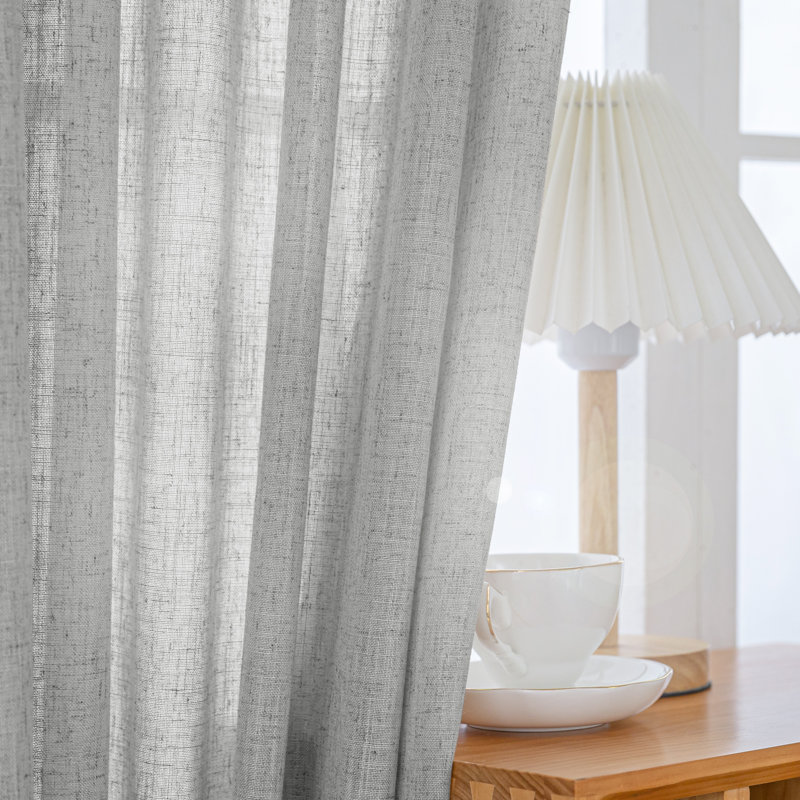 Browerville Linen Blended Tailored Semi-Sheer Short Cafe Curtain, 36" W x 36" L, Gray