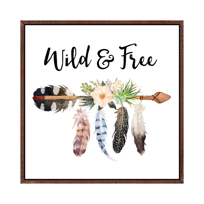 Wild And Free - Print on Canvas, 93.98cm H x 93.98cm W x 3.81cm D, Classic Brown Wood Framed