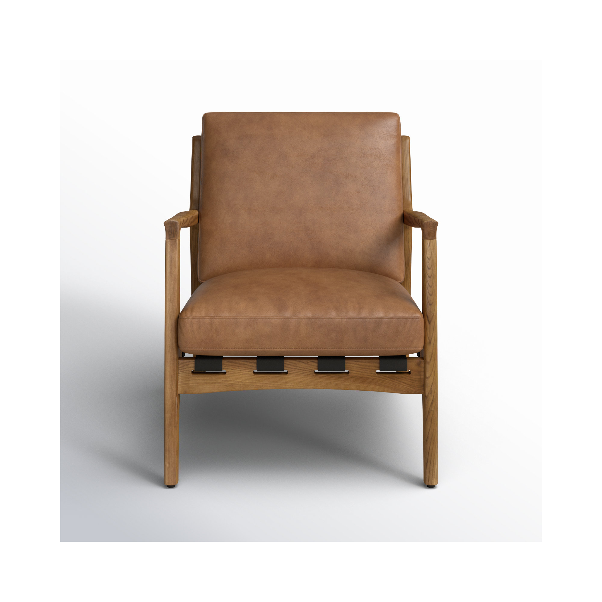 Vanderbilt Upholstered Armchair, Brown, Brown Genuine Leather