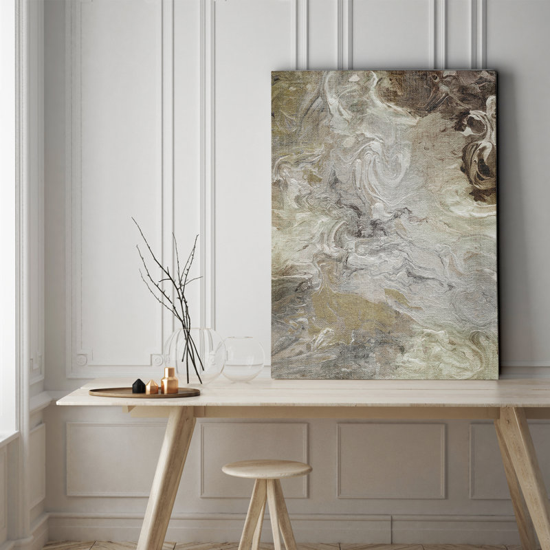 « marbleed linen », reproduction de peinture à l’huile sur toile tendue, H 36 po x l 48 po x P 1,5 po