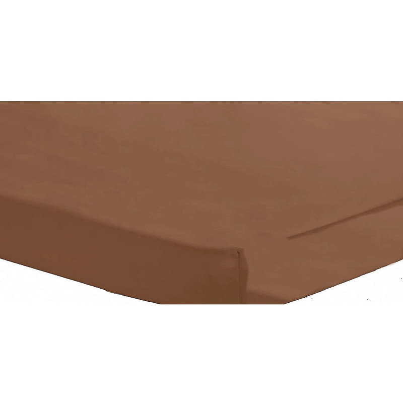Plain Weave / Muslin Fitted Sheet, Brown, Small Double (4')