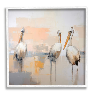 Az-106-Framed " Modern Pelicans Trio " by Irena Orlov