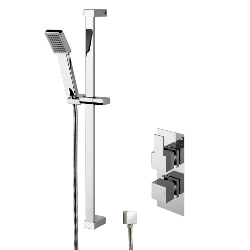 Thermostatic Shower with Handheld Shower Head, Square Paddle Handle