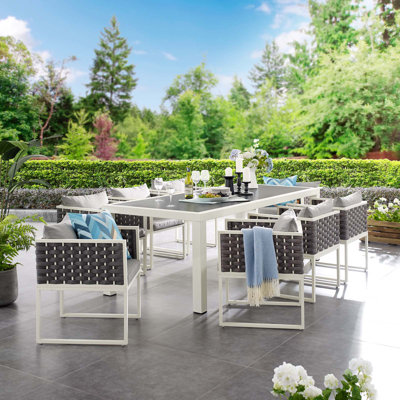 Ensemble de mobilier de salle à manger en corde tissée pour l'extérieur Modway Stance 9 pièces