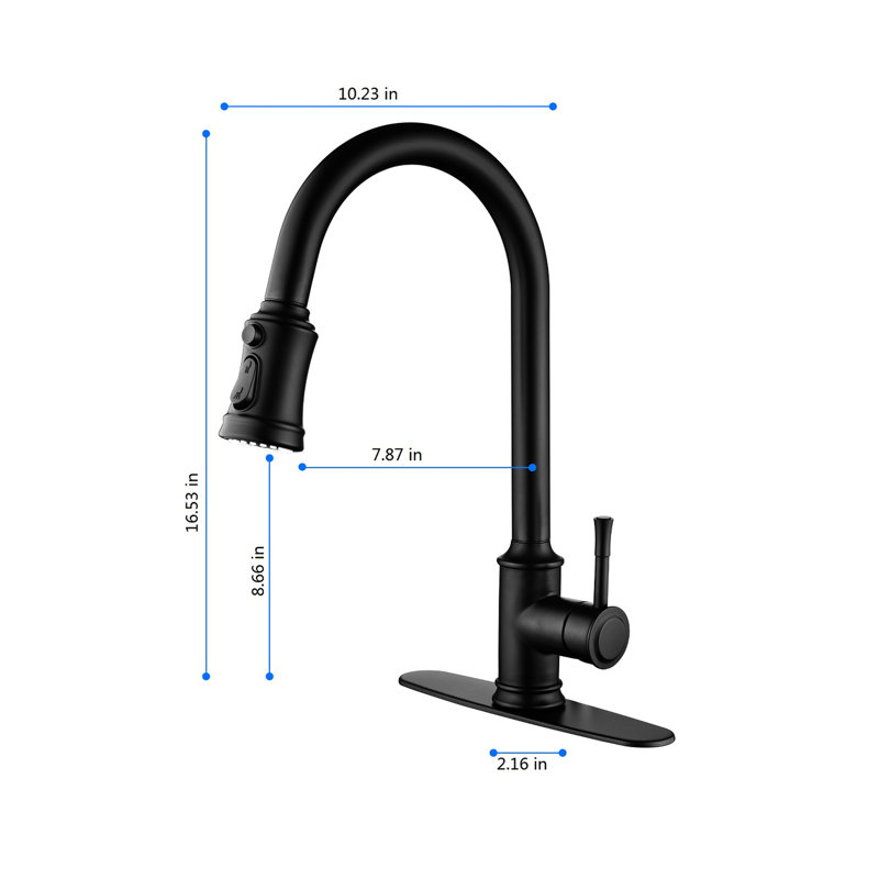 Matte Black Touch Kitchen Faucet With Pull Out , Single Lever Design For Simple Temperature And Flow Regulation, 360 Rotating High Spout, Rust Surface, Aerators Bubble-Filled Water Easy Corrosion