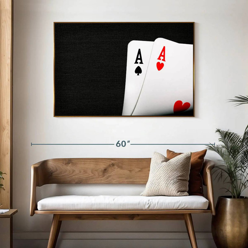 Cartes à jouer Ace, 46 po x 31 po, Cadre flottant doré