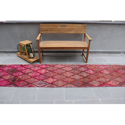 Vintage Turkish Oushak Runner Rug in Black Moroccan Design Perfect for Hallways