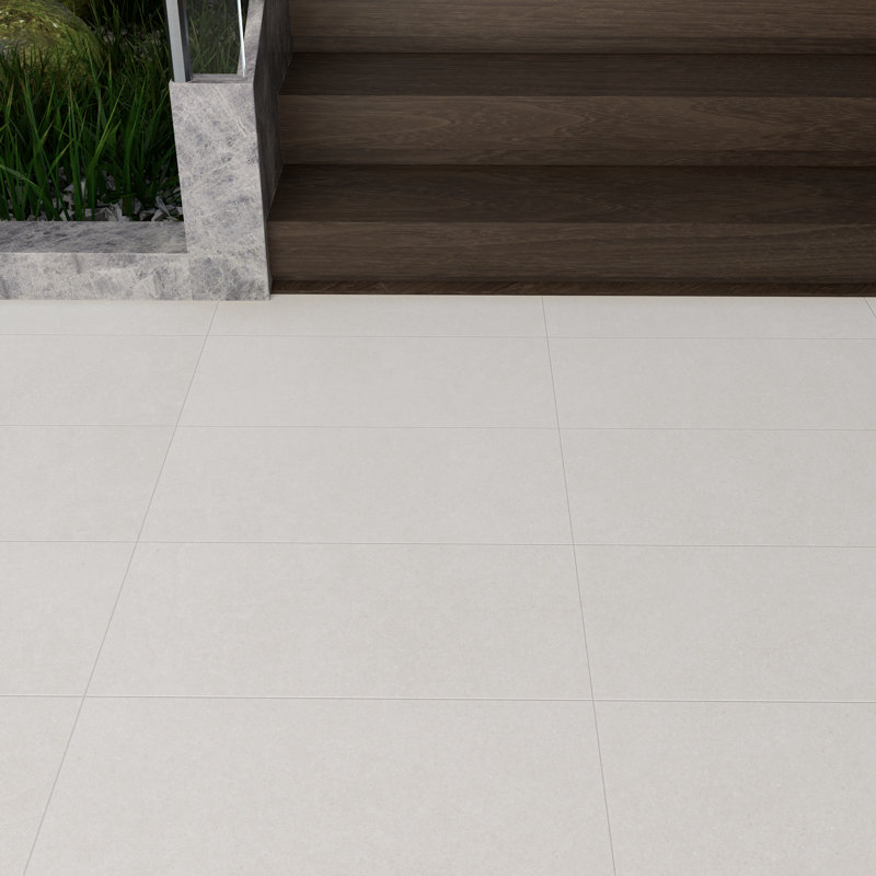 Nomad 12" x 24" Concrete Look Matte Porcelain Tile, Bianco White