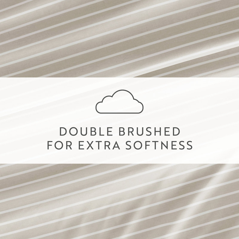 Twin Natural Striped Polyester Microfiber Sheet Set