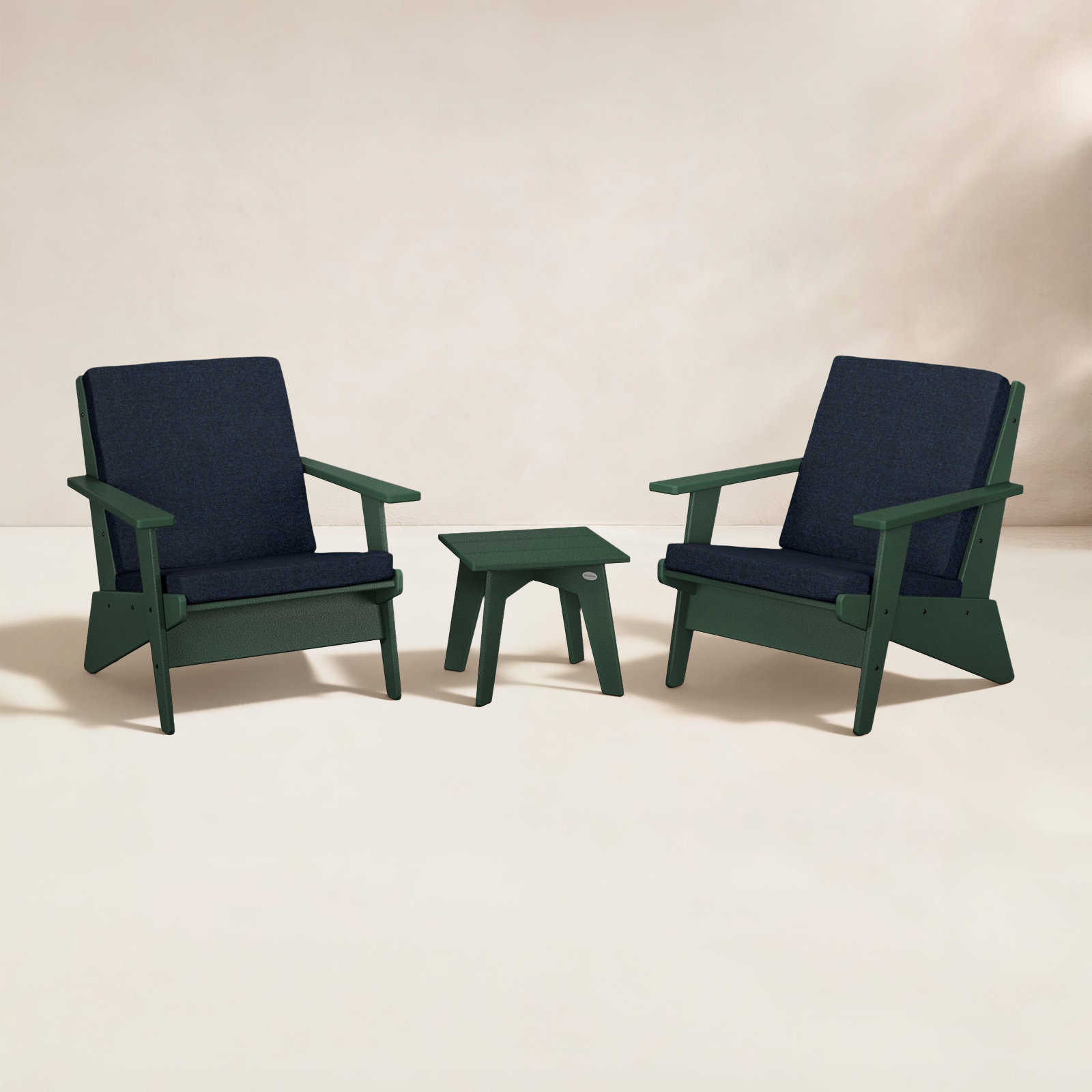 POLYWOOD® Riviera 2-Person Patio Seating Group, Marine Indigo, Green