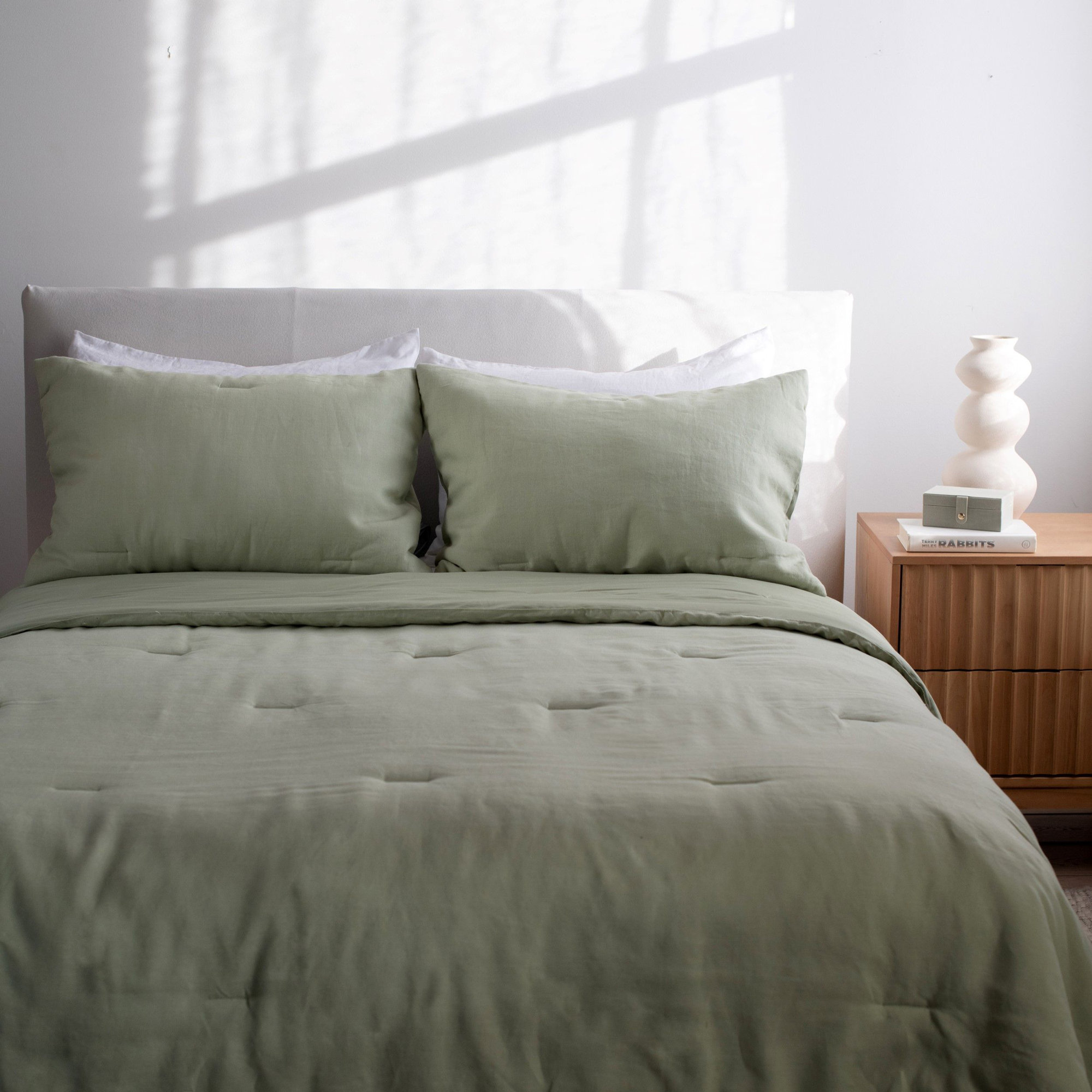 French Linen Comforter & Sham Set, Clay, Twin Comforter + 1 Standard Pillow Sham