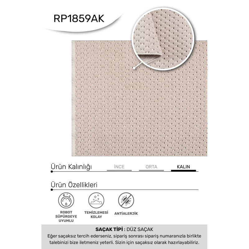 Tapis moderne en polyester vison Lucida résistant aux taches et facile à nettoyer, 6,5 pi x 6,5 pi