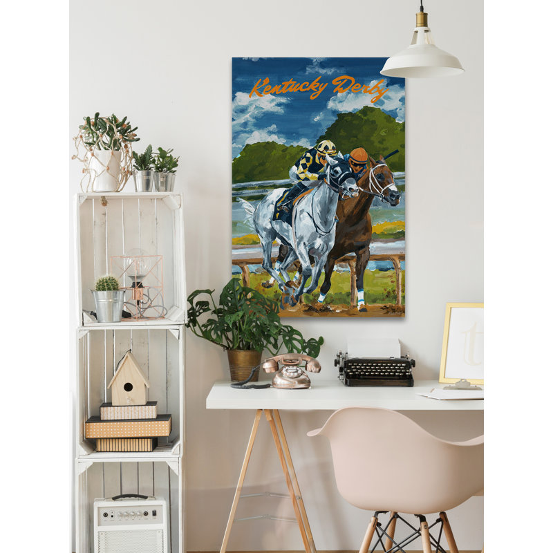Louisville Kentucky Derby - reproduction d'art sur toile tendue, H 30 po x l 20 po x P 1,5 po