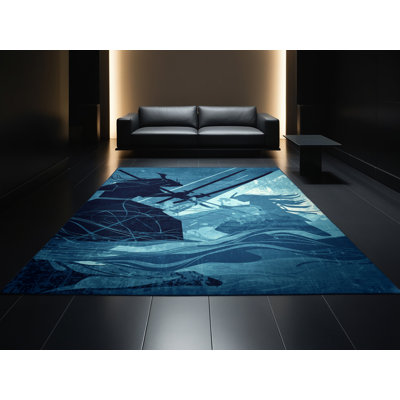 Tapis bleu marine et bleu marine Lavuel