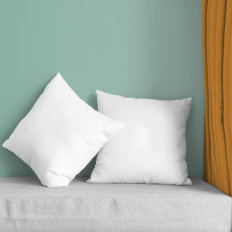 White Polyester Square Throw Pillow Inserts Set of 4