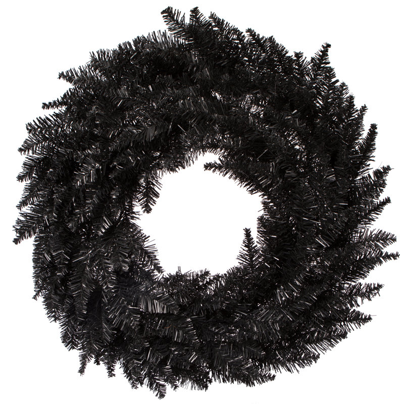 Colorful artificial Christmas wreath, unlit, H 48 po x l 48 po x P 5 po, Noir