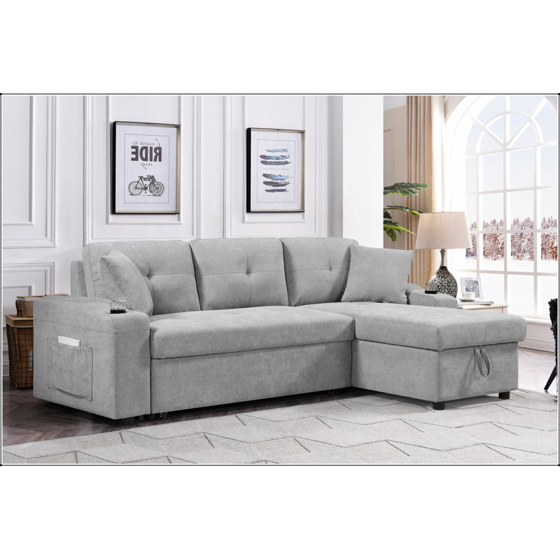 convertible corner sofa with armrest storage, sectional sofa, right chaise longue