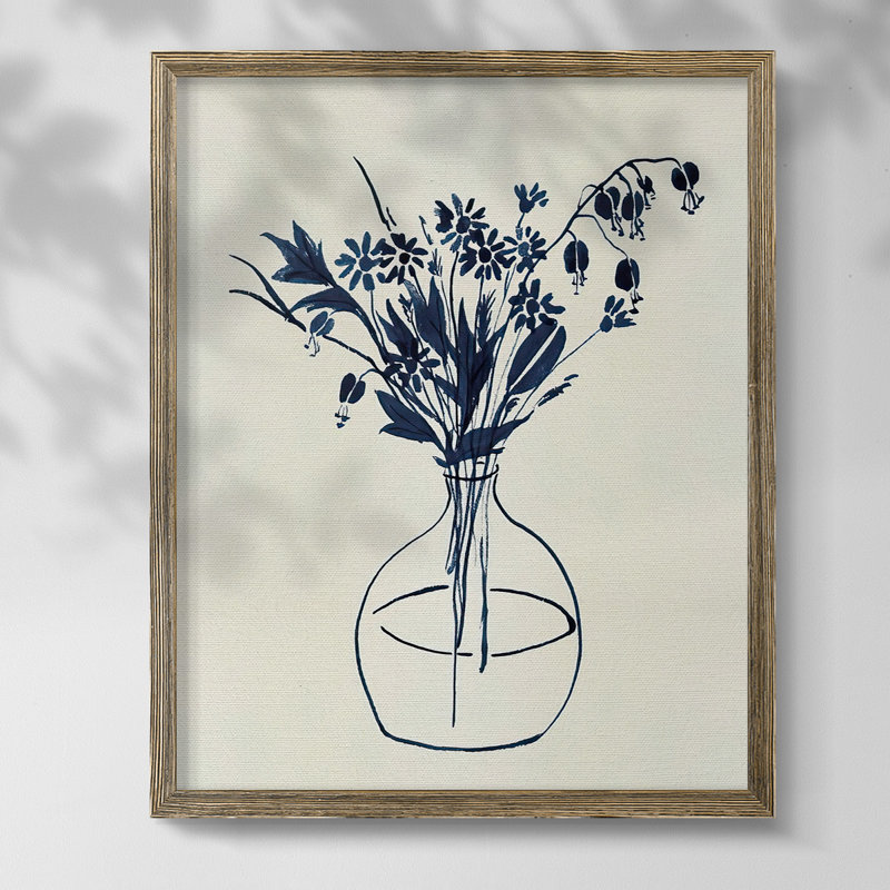 Doré indigo I, Toile avec cadre noyer, Pas de tapis