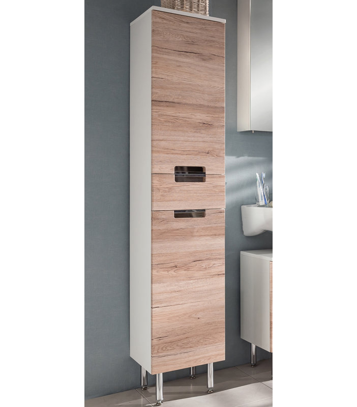 Mars Linen Cabinet, White / Oak Nature Decor