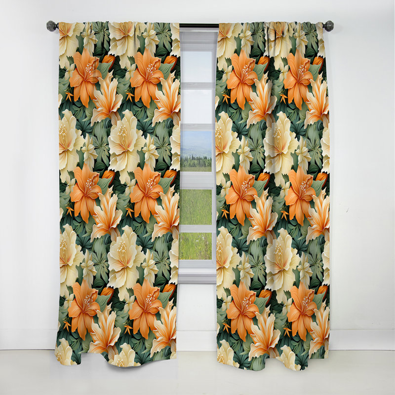 Mangue Bloom - motif tropical I - Rideau floral - Rideau occultant floral - 1 panneau, L 52 po x L 90 po