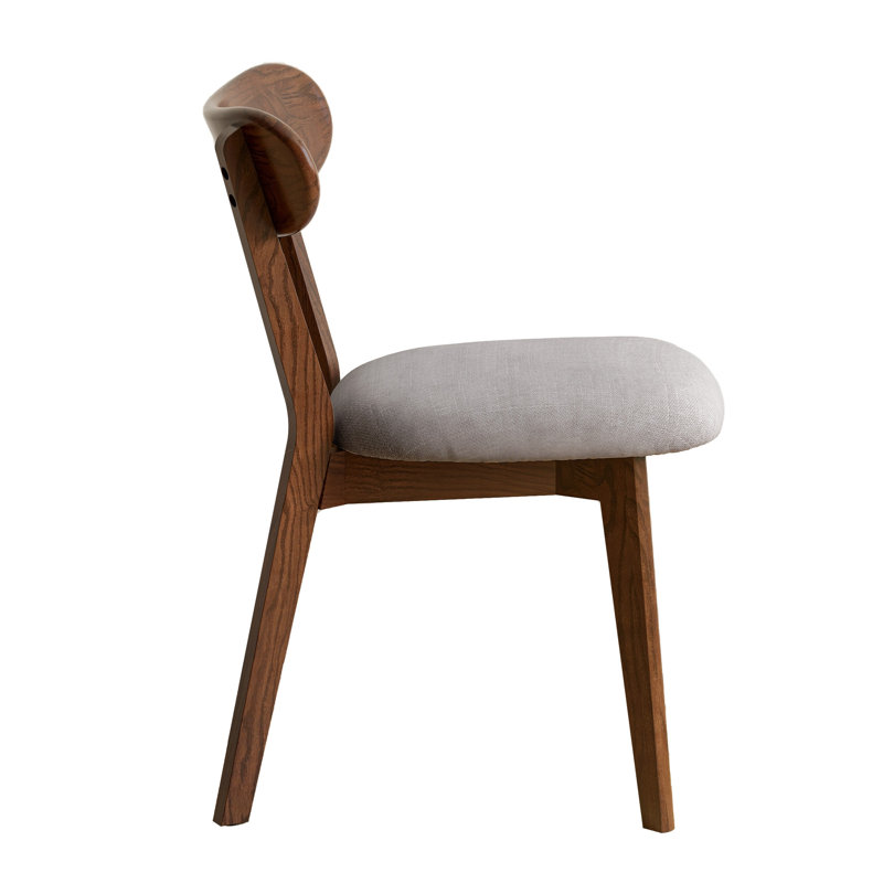 Upholstered Side Chair with Removable Cover, 1, Light Gray, Brown Oak