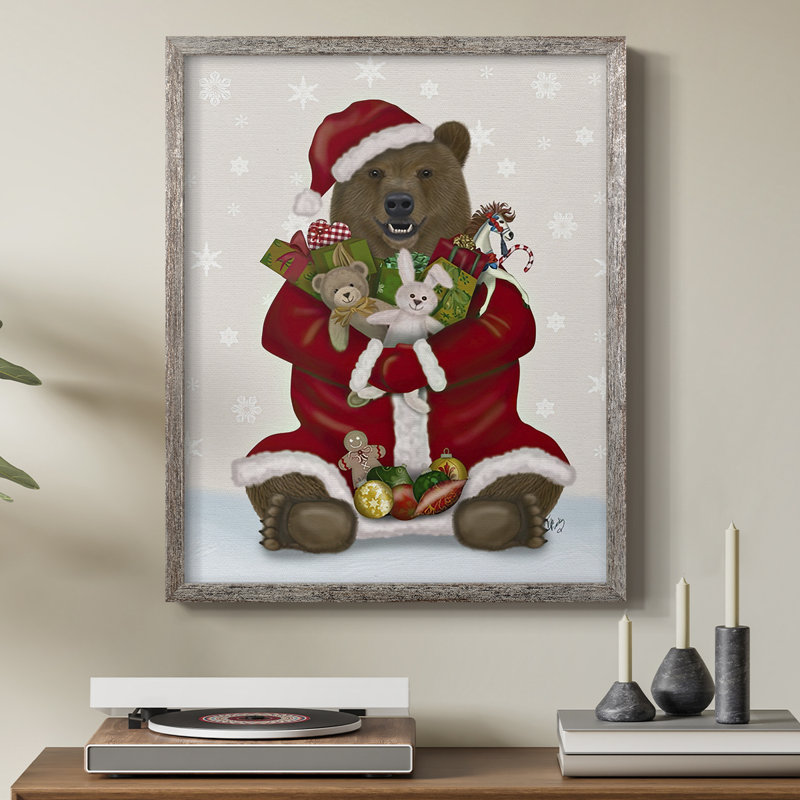«Christmas Christmas Christmas», reproduction encadrée - bois massif, H 21 po x l 17 po