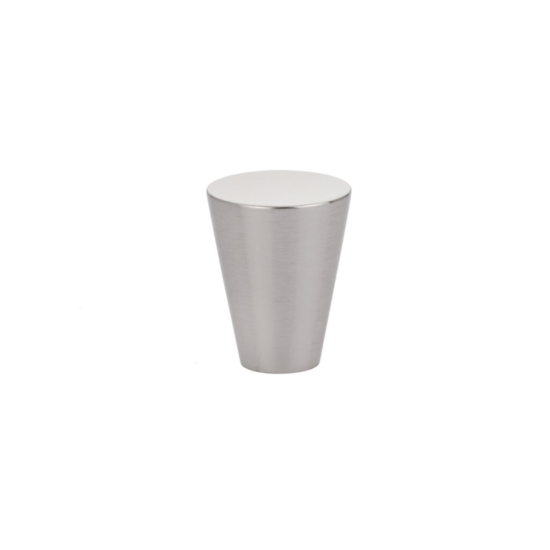 Bouton conique, Nickel satiné, H 0,62 po x l 0,62 po x P 1,12 po