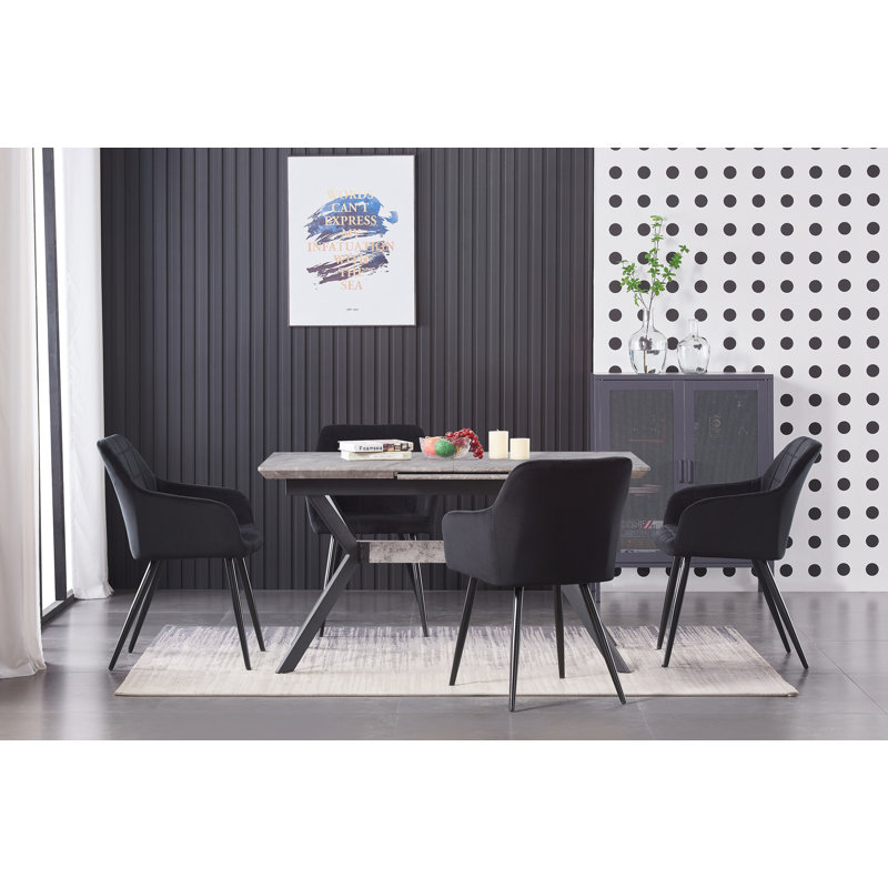 Yerres Modern Velvet Dining Chairs - Ergonomic Curved Back with Metal Legs - Armchair for Dining Room Kitchen Living Room, 6