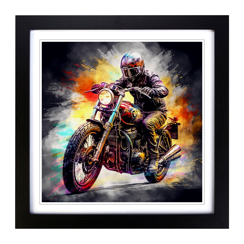 Motorcycle Digital Art - Framed Print, Black