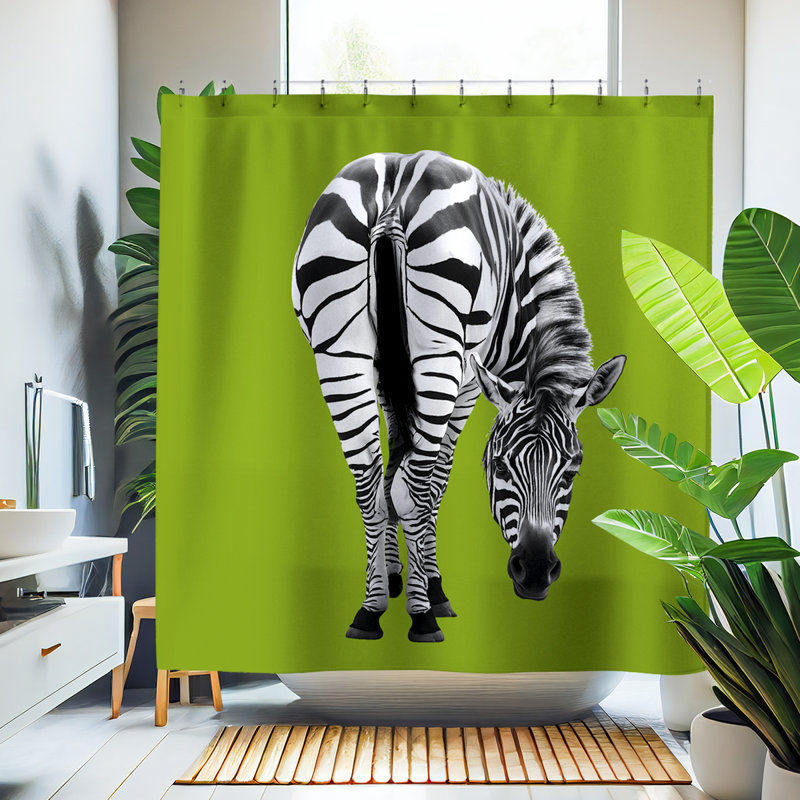 Jez Shower Curtain, Black/White/Chartreuse