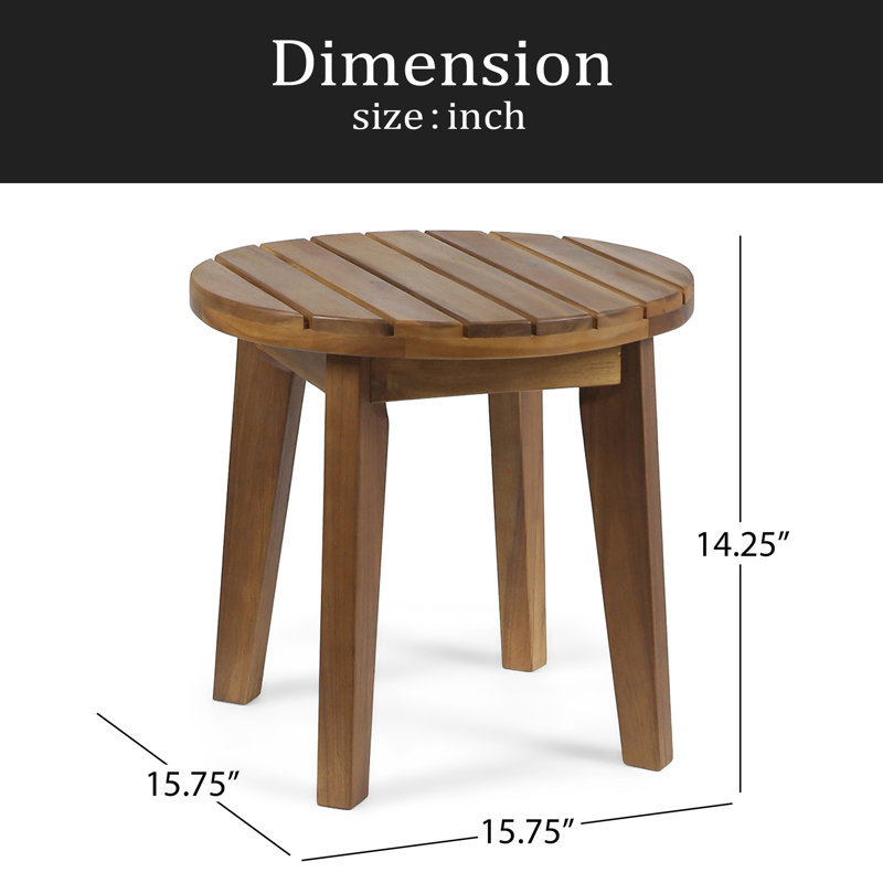 Outdoor 16" Acacia Wood Side Table, Yellow