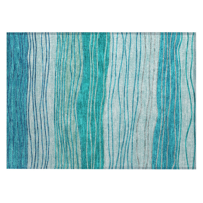 Washable Striped Indoor / Outdoor Rug, Rectangle 1'8" x 2'6"