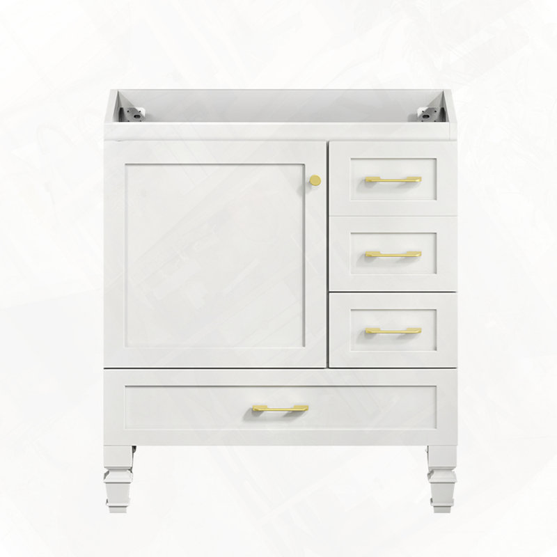 Meuble-lavabo de salle de bain avec porte à fermeture en douceur et tiroirs de rangement, Blanc