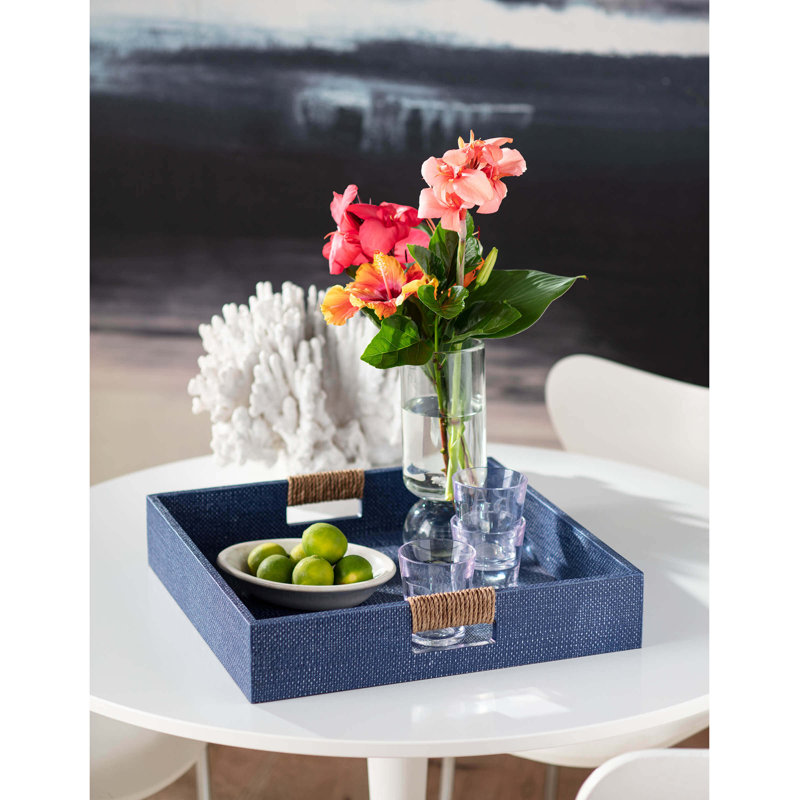 Logia Resin Decorative Tray, 3.5" H x 18" W x 18" L, White