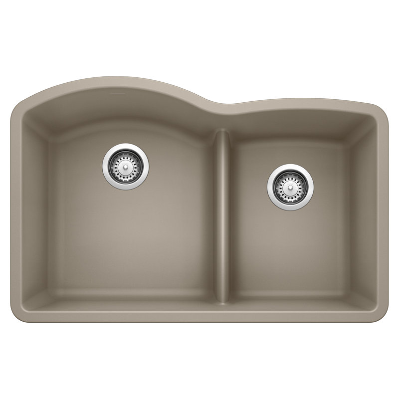 Diamond SILGRANIT 32" L x 20.88" W Double Bowl Undermount Kitchen Sink with Low Divide, Truffle