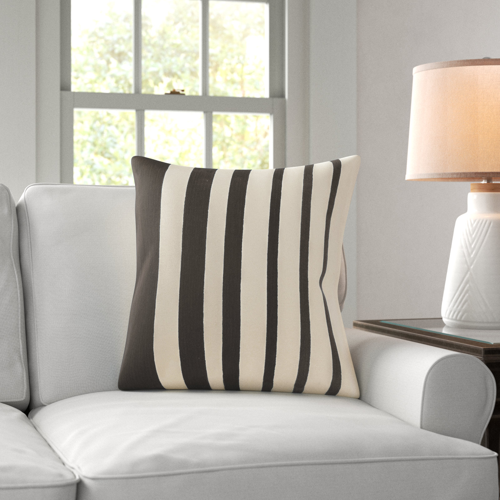 Karka 20" x 20" Embroidered Pillow Cover & Insert, Gray/Natural