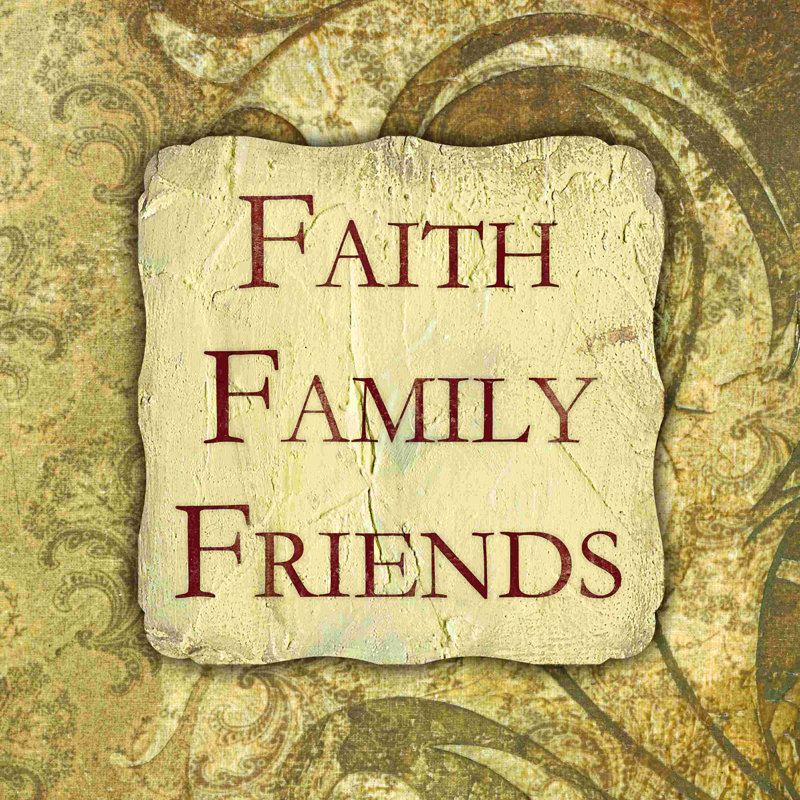 Faith Family Friends - beige, H 12 po x l 12 po