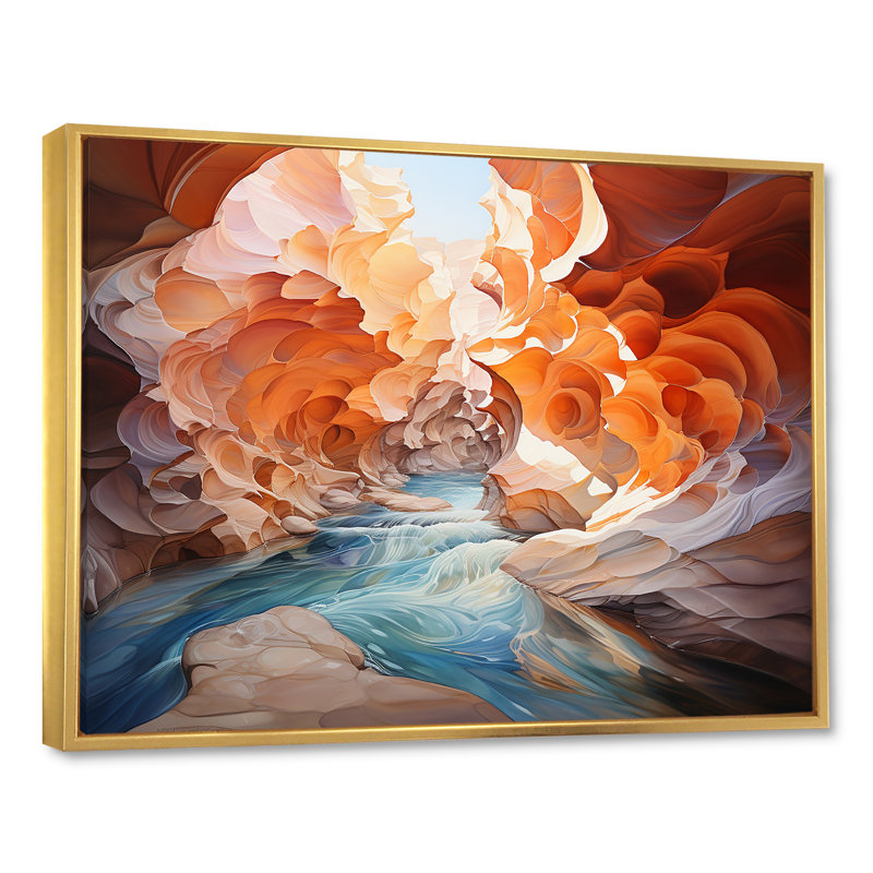 Canyon Antelope, impression sur toile, H 12 po x l 20 po x P 1 po, Cadre flottant doré