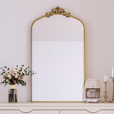 Miroir de chambre antique avec cadre en métal de style rétro 43 po x 24 po pour salon, vestibule, -