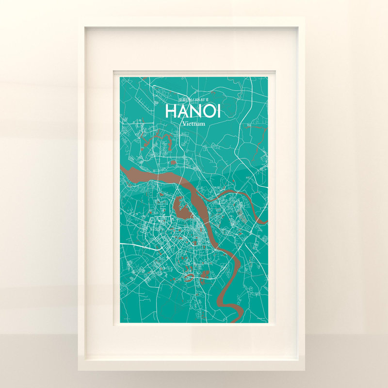 Hanoi City Map In Nature - No Frame Print, 17cm H x 11cm W x 0.05cm D
