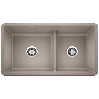 Precis SILGRANIT 33" L x 18" W Double Bowl Undermount Kitchen Sink with Low Divide