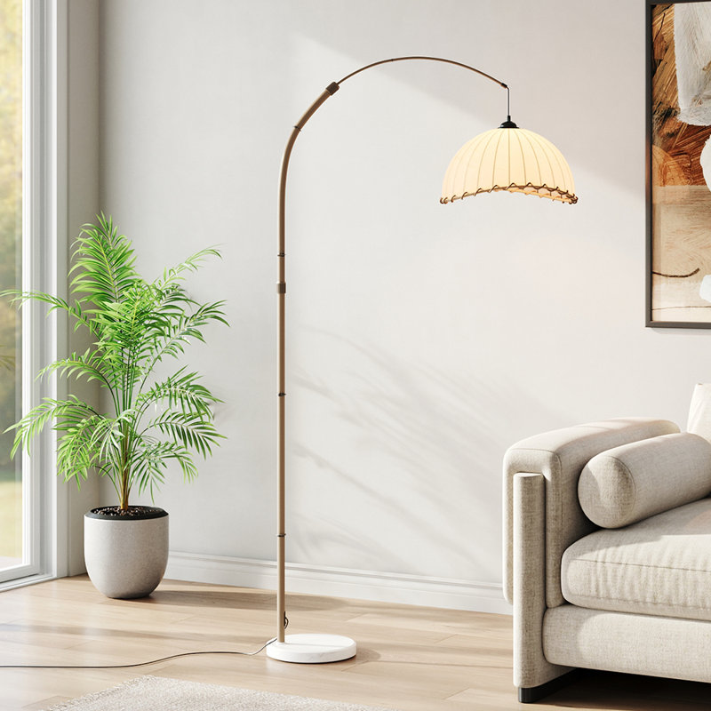 Vintage Style Floor Lamp with Fabric Lampshade and Base