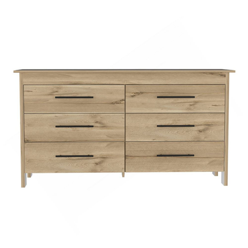 Commode double 6 tiroirs Hms, quatre pieds, plateau supérieur, Multi-couleur