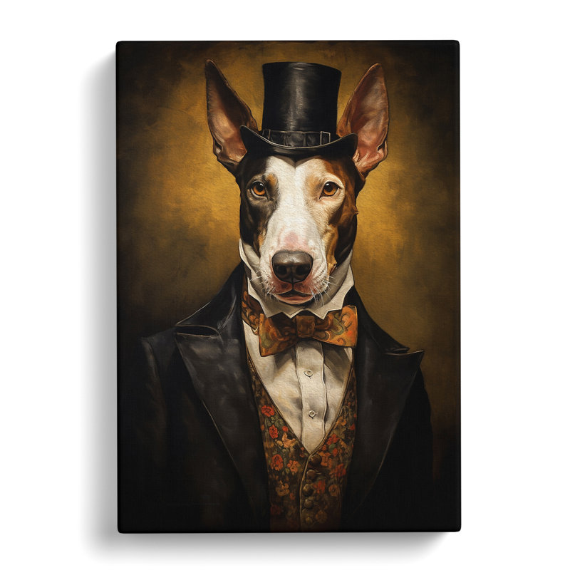 English Bull Terrier Gothic - Print on Canvas, 76cm H x 50cm W x 3cm D