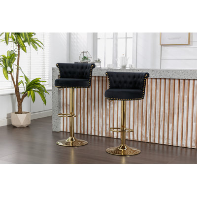 Ensemble de 2 tabourets de bar pivotants COOLMORE avec repose-pieds réglable pour la cuisine